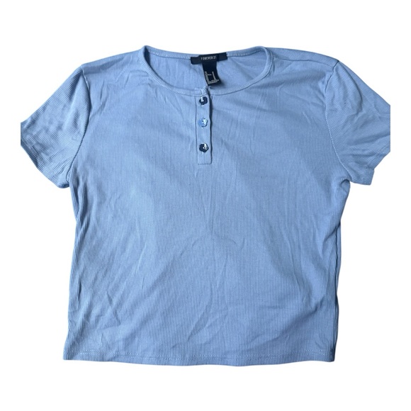 Forever 21 Sky Blue Ribbed Top - Picture 1 of 2